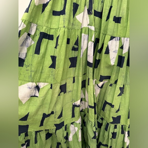 Studio 189 | Green Geo Cotton Ruffle Tiered Long Dress - Picture 7 of 11